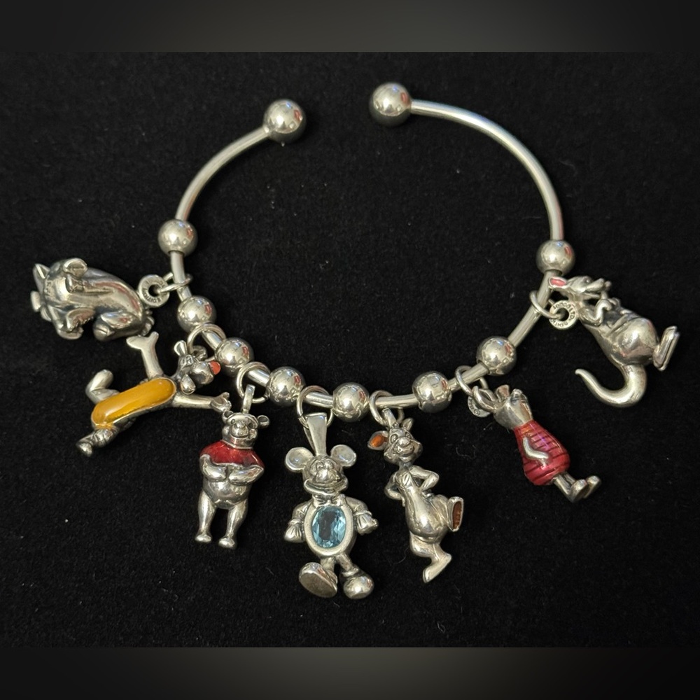 Disney Sterling Silver Bracelet w/ Disney Character Charms